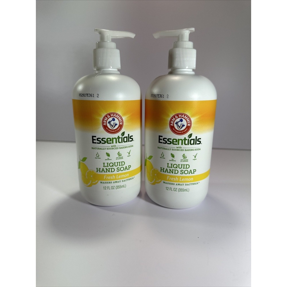 Lot Of 2! Arm & Hammer Essentials‎ Liquid Hand Soap, Fresh Lemon, 12 Oz Each